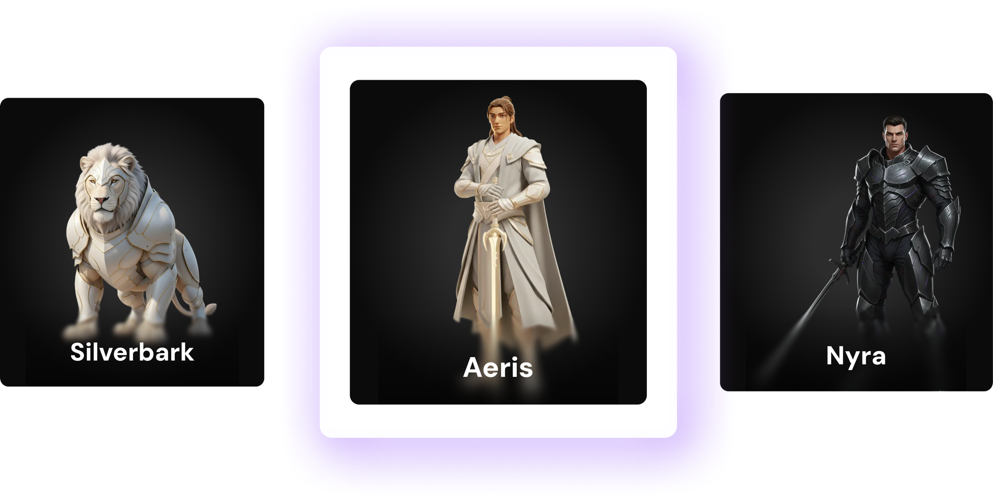 Silverback, Aeris, and Nyra collectible characters