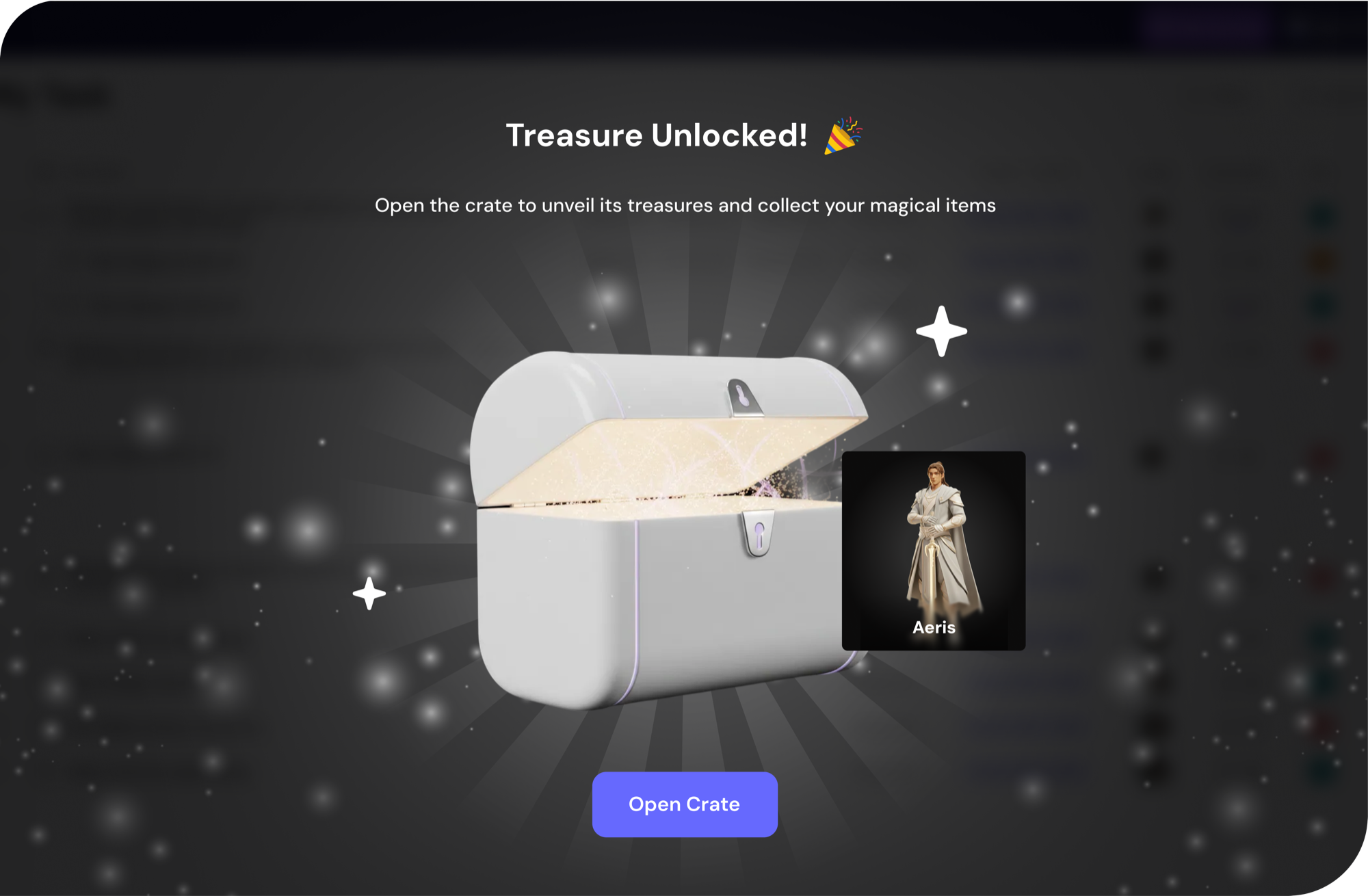 A treasure chest reward screen