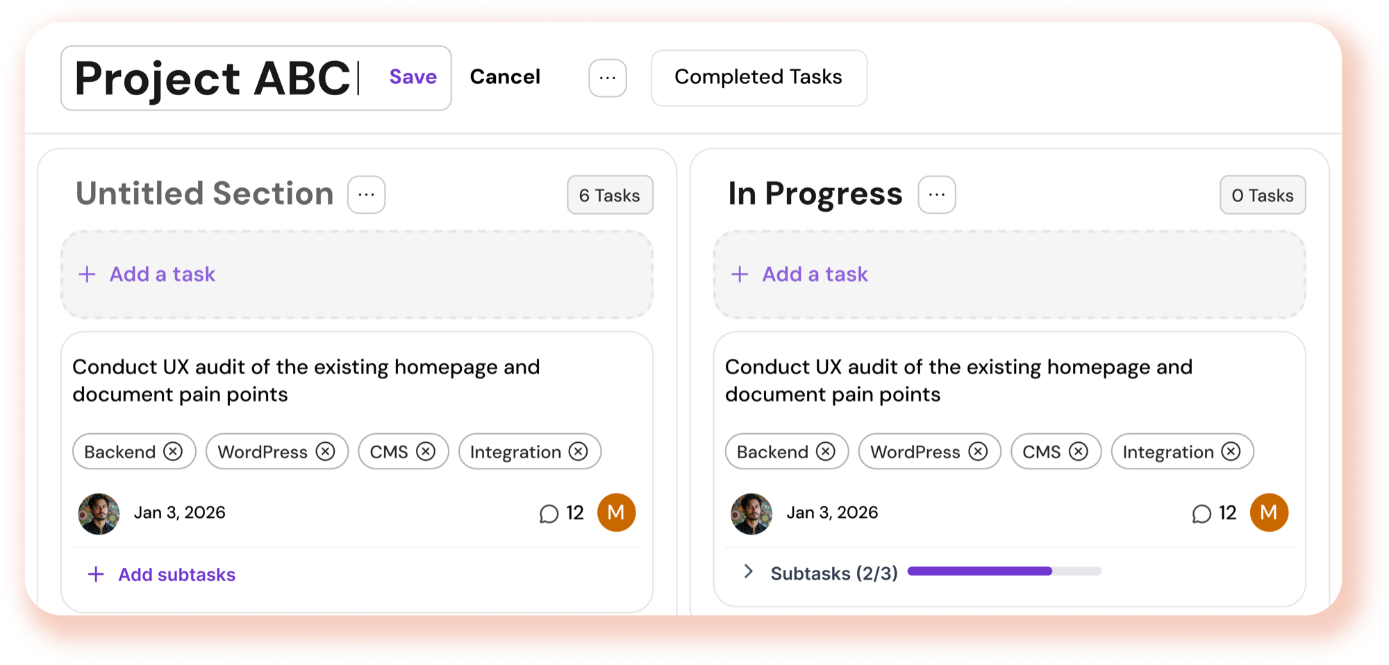 MagicTask project board