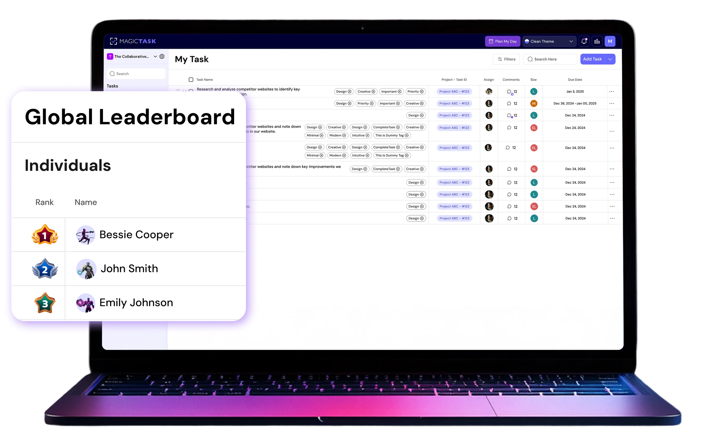 MagicTask workspace showing organization-wide work