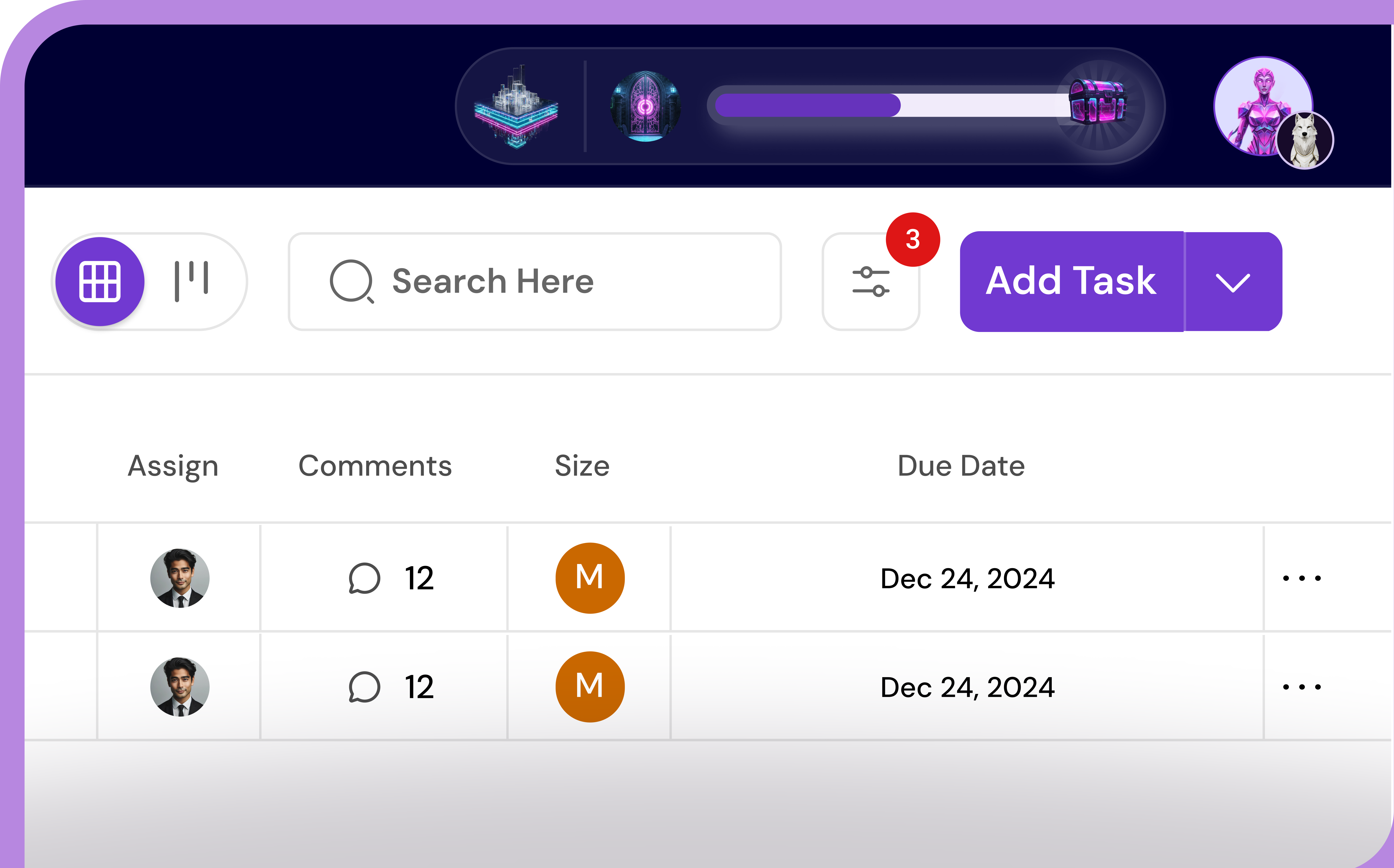 MagicTask task list interface