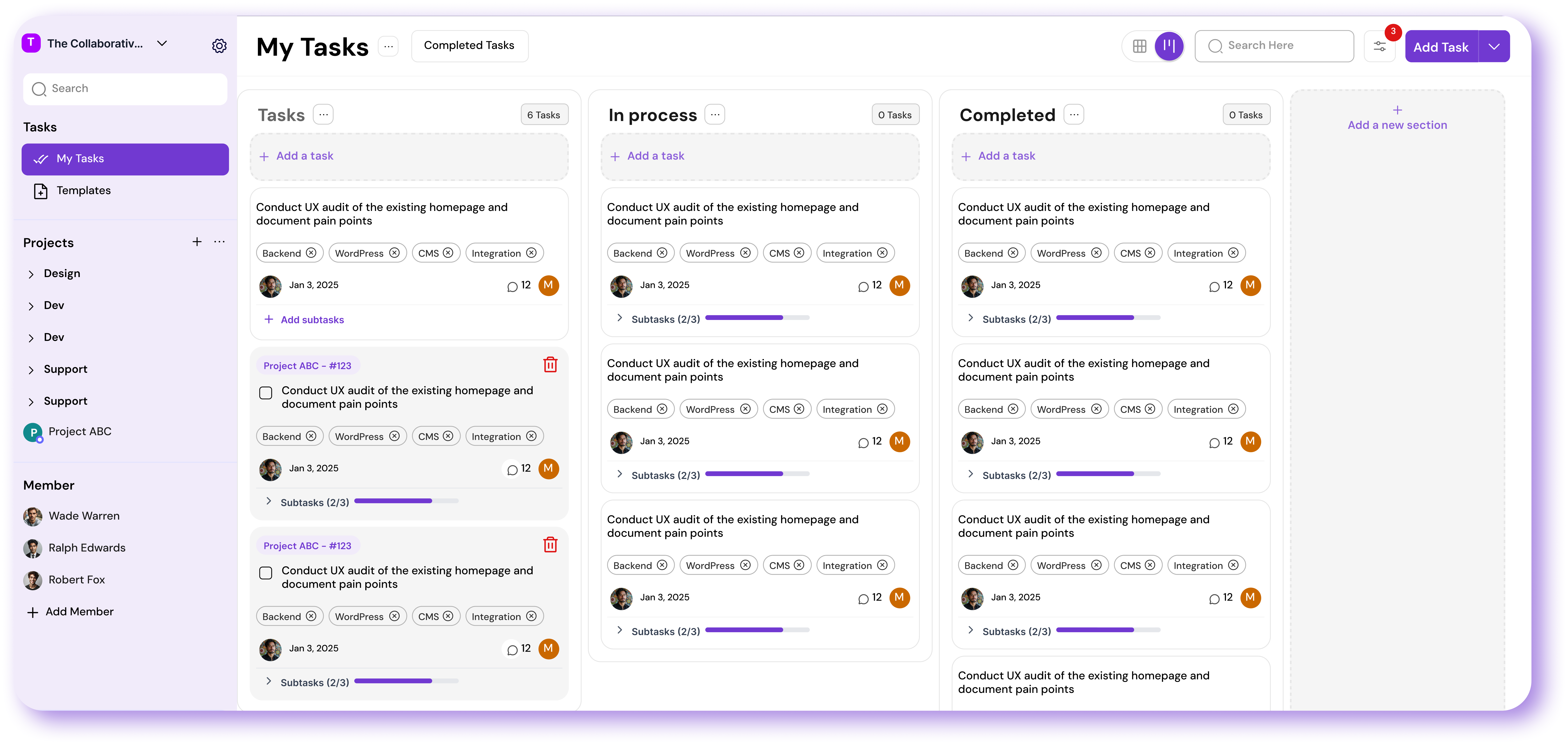 MagicTask campaign board view
