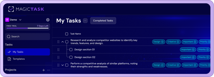 MagicTask task dashboard