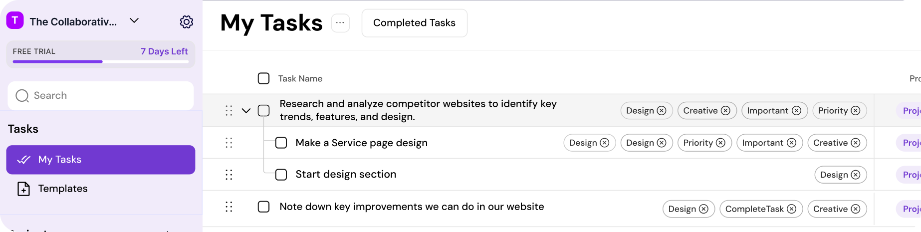 Tasks Interface
